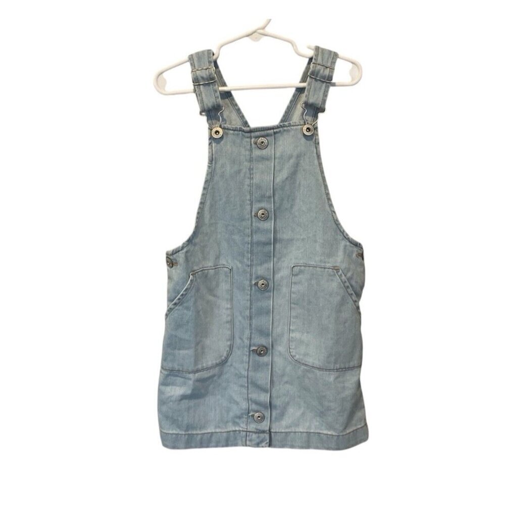Osh kosh Bgosh Kids Jumper Dress 5T Blue Denim Cotton Overall Front Buttons